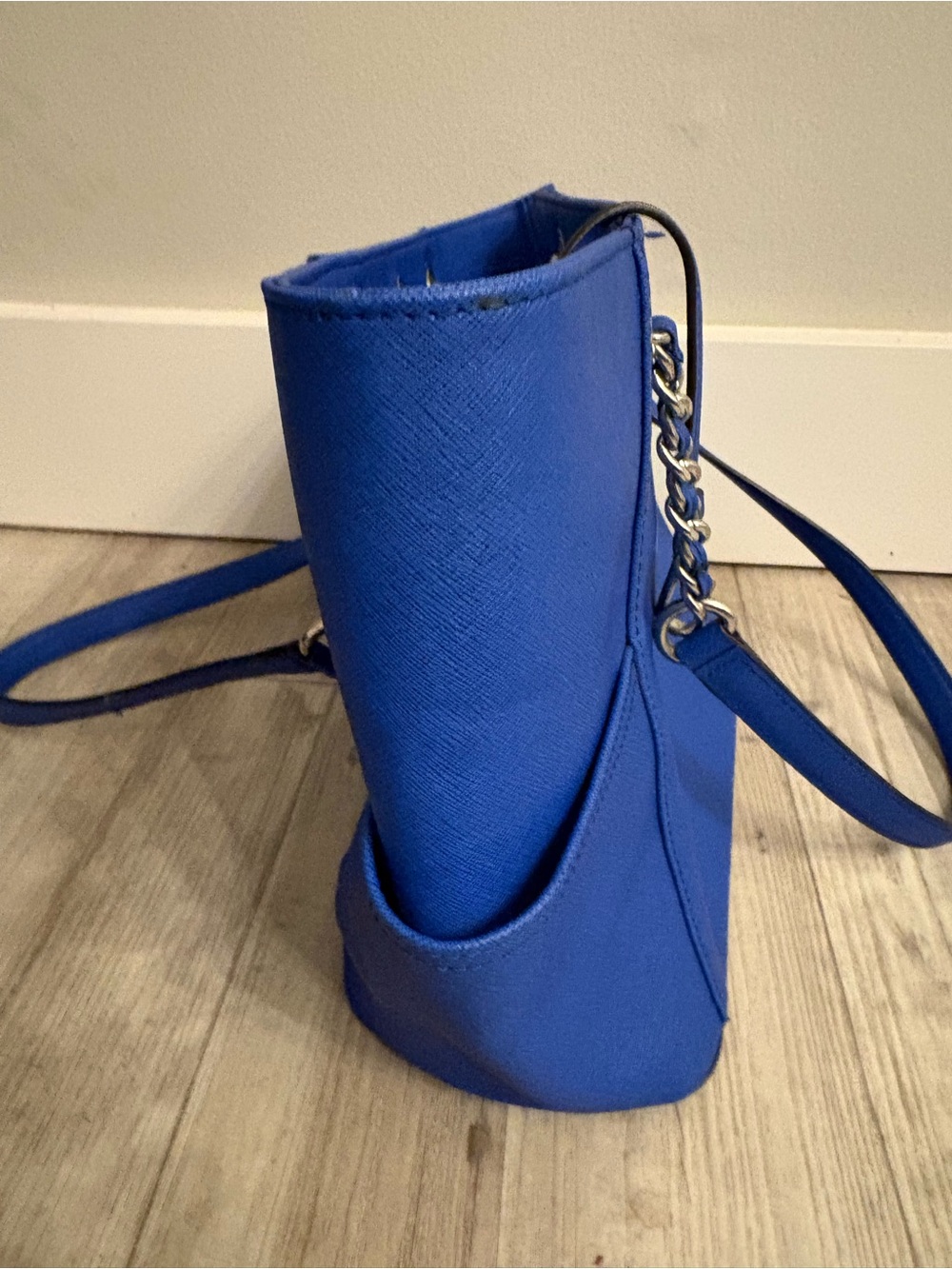 Calvin Klein Blue Chain-Accent Tote Bag - Picture 6 of 9